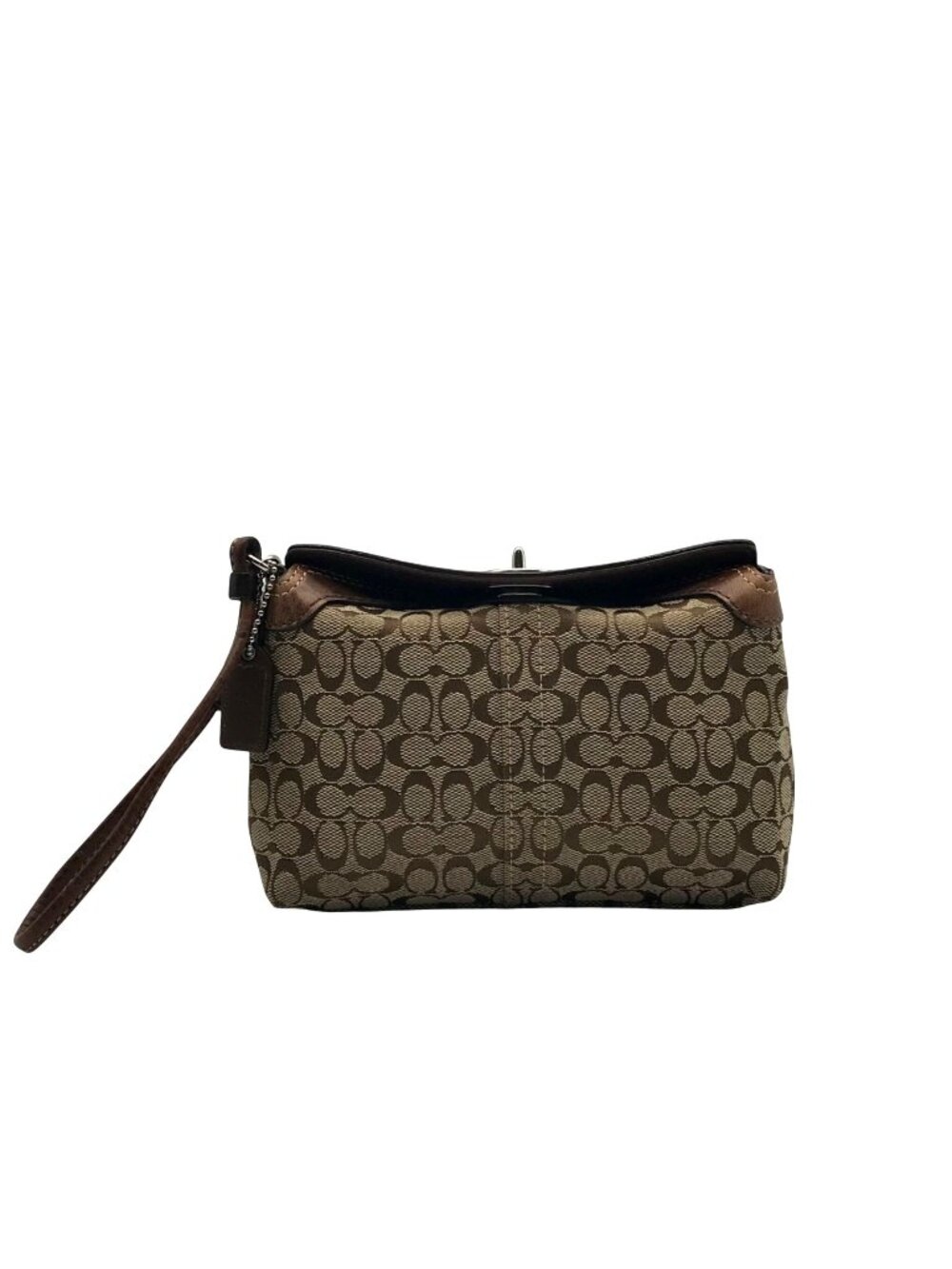 Coach Signature Classic Brown Canvas Wristlet